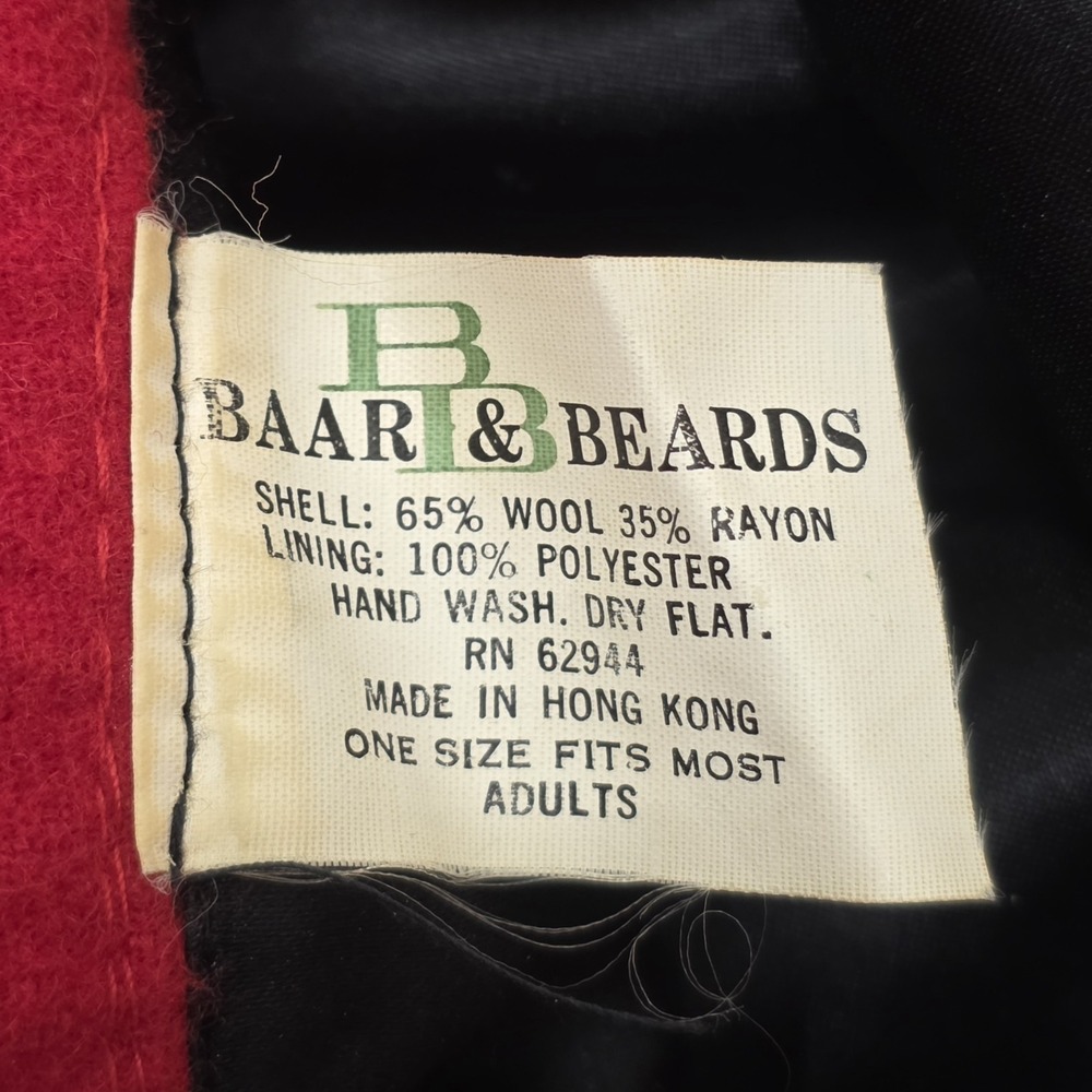 Vintage Baar & Beards Red Wool Blend Bucket Hat Made In Hong Kong - Picture 12 of 12